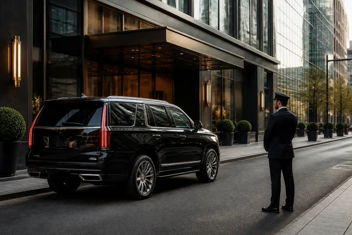 Spacious luxury vehicle interior prepared for passengers and luggage